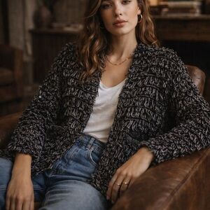 The GREAT. metallic monster loop hole cardigan